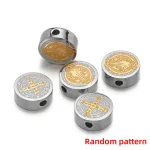 Mecrt 8mm Retro Gold-color Plated Stainless Steel Cross Spacer Flat Beads Through-Hole Beaded Necklace Bracelet DIY Jewelry - Image 4