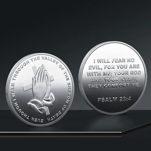 Mecrt Metal Crafts New Design Three-dimensional Relief Prayer Rodstaff Coins Plated Alloy Badges Wholesale