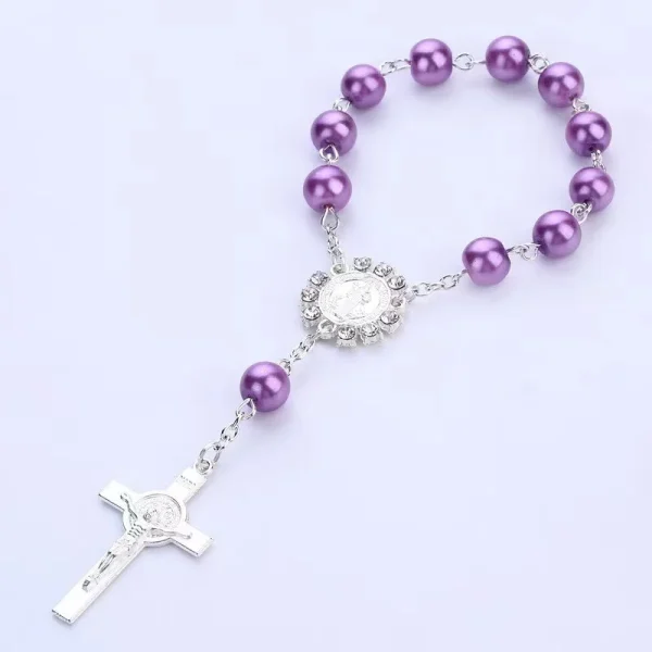 Religion Wedding Pray First Communion Baptism Zinc Alloy Silver Cross Pendant Rosary Charm Bracelet Catholic Unisex