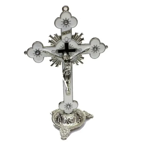 Catholic Christian Cross Ornament Metal Crafts Religious Projects Jesus Statue and Bracket Church Decoration Wholesales