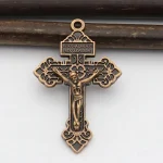 Mecrt 5.5*3.5cm Antique Silver Zinc Alloy Metal Catholic Jesus Crucifix Cross Pendant - Image 2