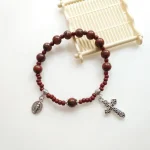 Catholic Bracelets Natural Stone Miyuki Beads Strand Bracelets Single Color Beaded Cross Charms Bracelet - Image 4
