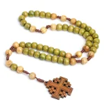 Natural Wooden Catholic Rosary Cross Prayer Beads Christianity Church Jerusalem Ornaments Rosaries Jewelry