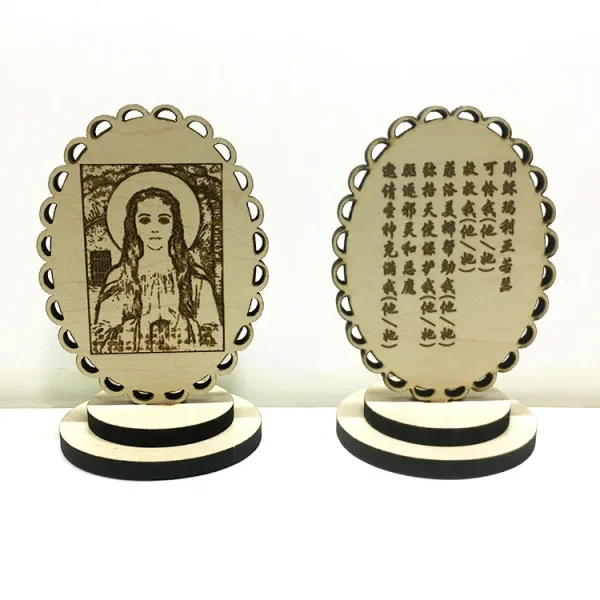 Mecrt Solid Wood Hollow Carved Reiligious Prayer ICONS Car Home Decoration Table Ornaments Souvenir Crafts Gifts Home De