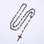 Euro-american Style Cross Necklace Punk Rock Black Gallstone Rosary Bead Chain Dark Goth Wears a Pendant - Image 4