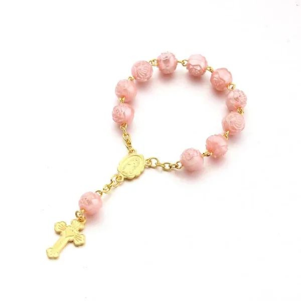 Catholic Bracelet Jewelry Holy Communion Baptism Gift Bead Rosary Charm Bracelet Mini Denary for New Born Baby