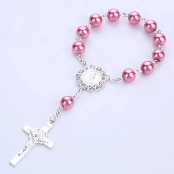Religion Wedding Pray First Communion Baptism Zinc Alloy Silver Cross Pendant Rosary Charm Bracelet Catholic Unisex