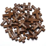 Folk Art Rustic Wooden Cross Pendant DIY Catholic Crucifix Religious Christian Jewelry with Holiness for Business Personal Gift - Image 4