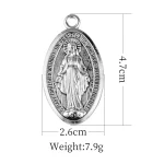 Miraculous Medal Oval in Antique Silver Alloy Virgin Mary Blue White Black Enamel Our Lady of Guadalupe - Image 6
