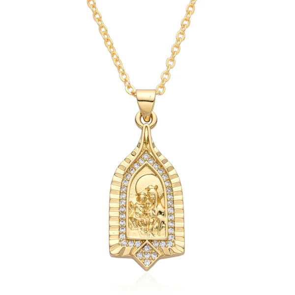 Golden Religious Pendant Virgin Mary Religious Pendant Necklace Popular Fashion Jewelry