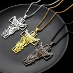 Cross Jesus Vintage Hip-Hop Stainless Steel Crucifix Pendant Trendy Hollow Niche Titanium Steel Necklace for Men Wholesale