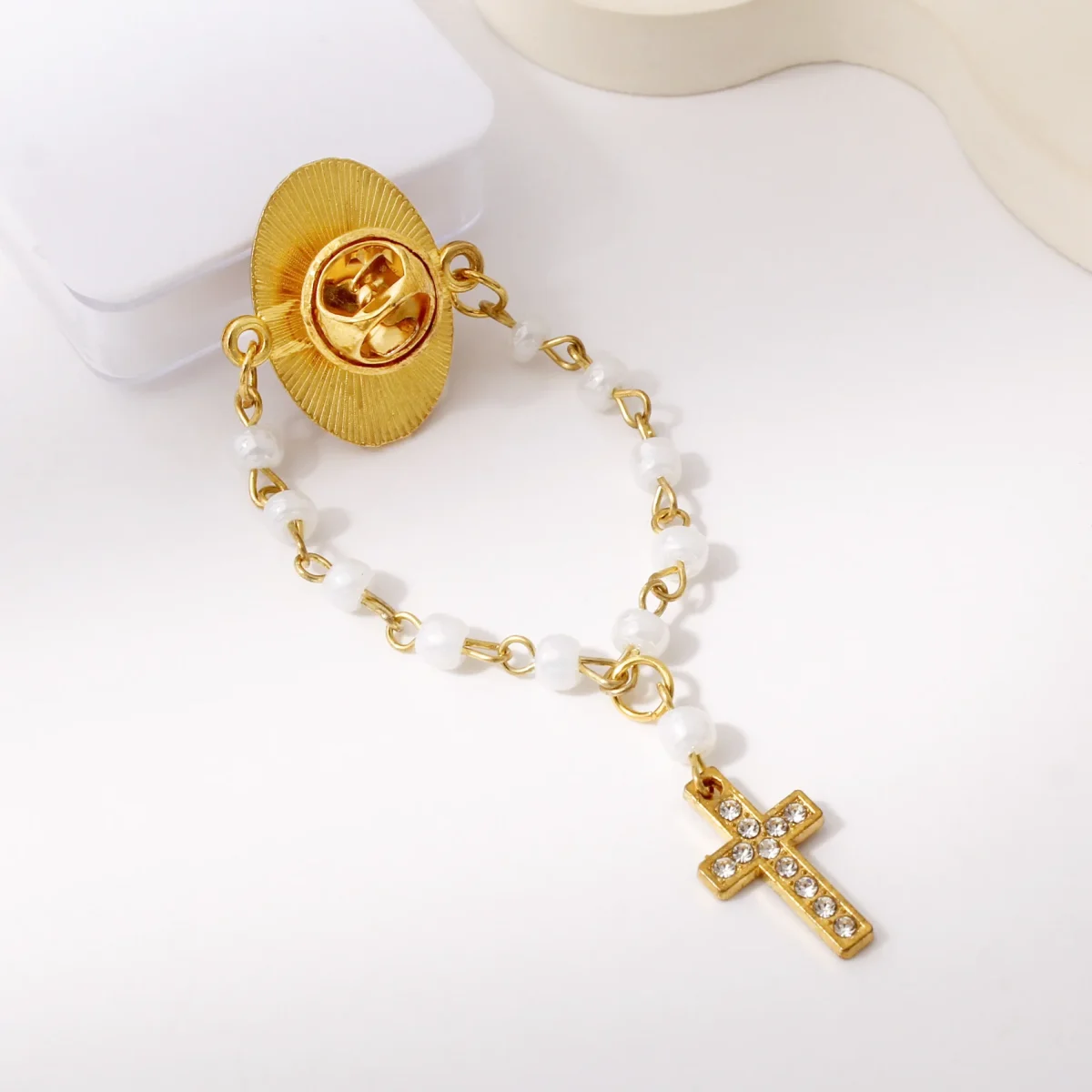 Foreign Trade Imitation Gold Alloy Cross Pendant Brooch for Men Women Fashionable Daily Party Christening - Image 3