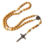 Catholic Rosary Prayer Beads 8*10mm Christ Wooden Beads Cross Jesus Saint Necklace Jewelry Christianity Easter Church Gift - Image 3