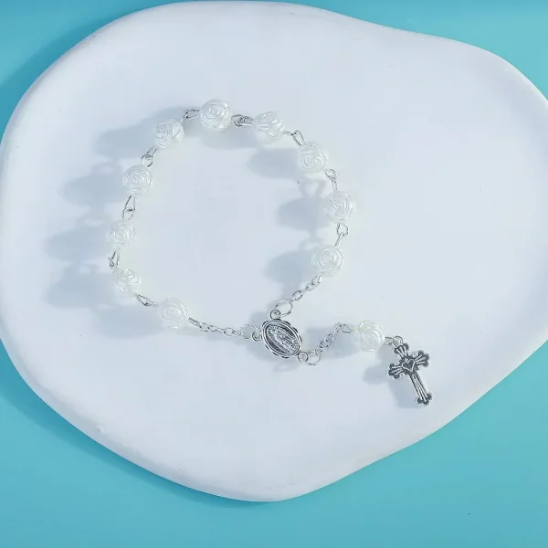 Baby Baptism Rose Rosary Beads Communion Gift Wedding Return Finger Chain Party Gift