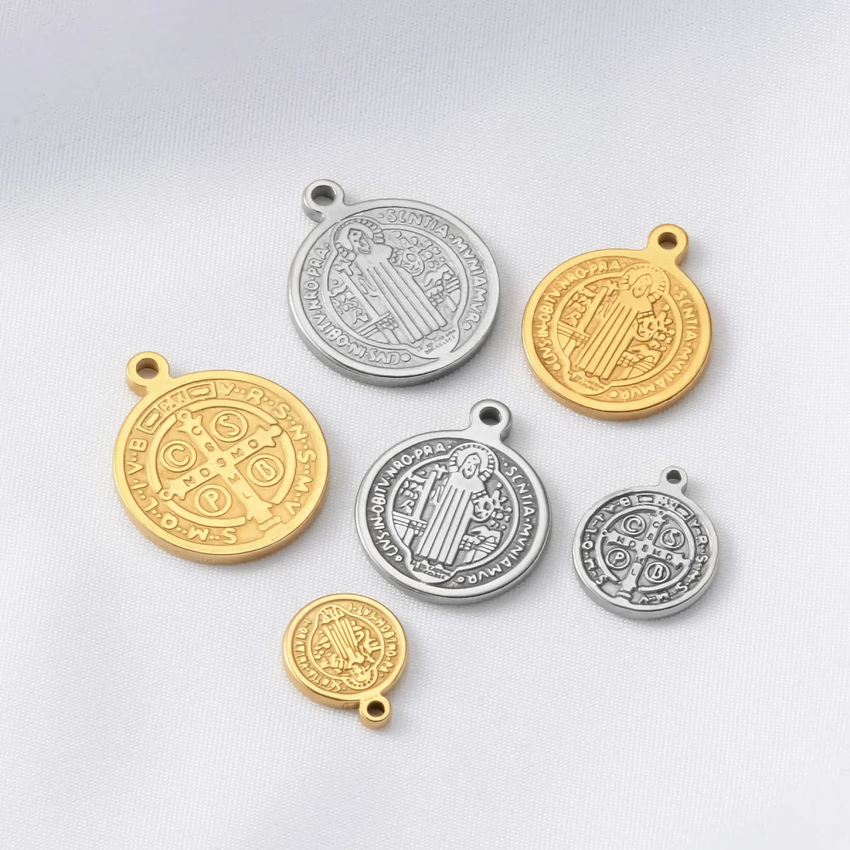 Catholic Stainless Steel Three-dimensional Pendant St. Benedict Exorcism Prayer Holy Relic DIY Jewelry Accessories - Image 3
