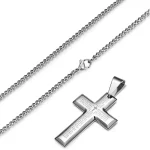 New Religious Catholic Cross Pendant Necklace 18K Gold Plated Stainless Steel Link Chain Gift for Unisex - Image 2