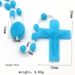 Cheap Multicolor Religious Jesus Plastic Rosary Easter Cross Luminous Necklace Christian Catholic Prayer Beads Gift - Image 2