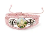 Mecrt Layered PU Leather Bracelets With Round Miraculous Jesus Virgin Mary Figures Medal Beads Wristband Bangle Bracelet - Image 4