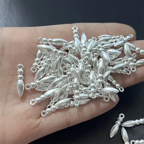 Alloy Electroplated Imitation Gold Silver Plant Pattern Tassel Pendant Earrings Hanging Ornaments Jewelry Bracelet Beads