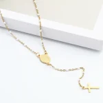 Catholic Rosary 18K Gold Vacuum Plated Stainless Steel Jewelry Christian Religious Totem Cross Necklace Church Gift - Image 4