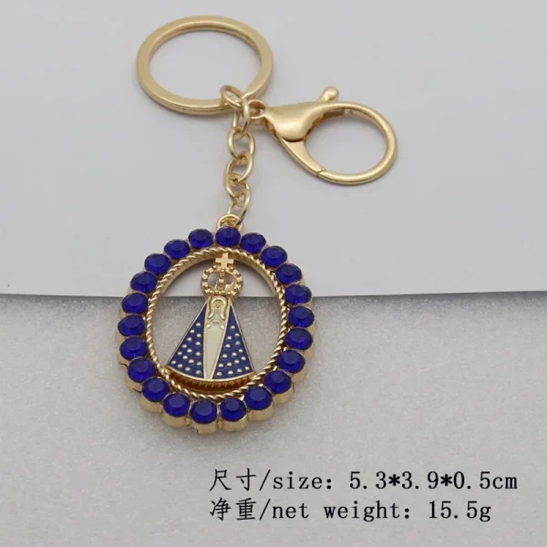 Vintage European American Religious Imitation Enamel Keychain Pendant New Cross-Border Metal Crafts Durable Stylish Acce
