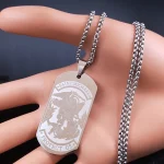 Mecrt Archangel Saint Michael Necklace Stainless Steel Rectangle Religious Pendant Necklaces Saint Shield Necklace for Men Gifts - Image 3