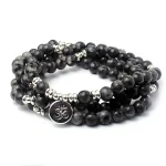 Natural Black Glitter Stone Bracelet 108 Yoga Sanskrit OM Rosary Beads Wholesale Basalt Labradorite Bracelet Luxury Jewelry - Image 5