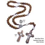 Wooden Rosary Crucifix Catholicism Gifts Religious Rosaries Prayer Beads Christian Catholic Cross Jesus Christ Jewelry - Image 3