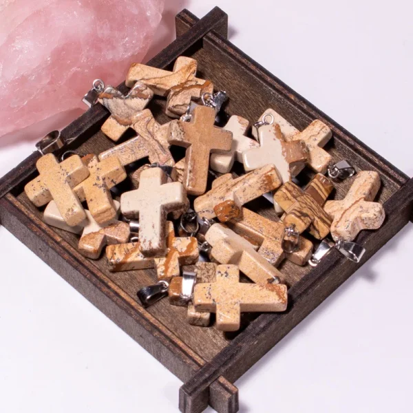 Catholic Exclusive Red Agate Pink Quartz Obsidian Crystal Pendant Necklace Natural Stone Craft Factory Wholesale Jewelry