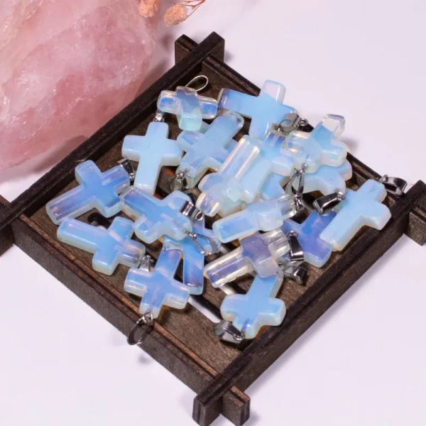Catholic Exclusive Red Agate Pink Quartz Obsidian Crystal Pendant Necklace Natural Stone Craft Factory Wholesale Jewelry