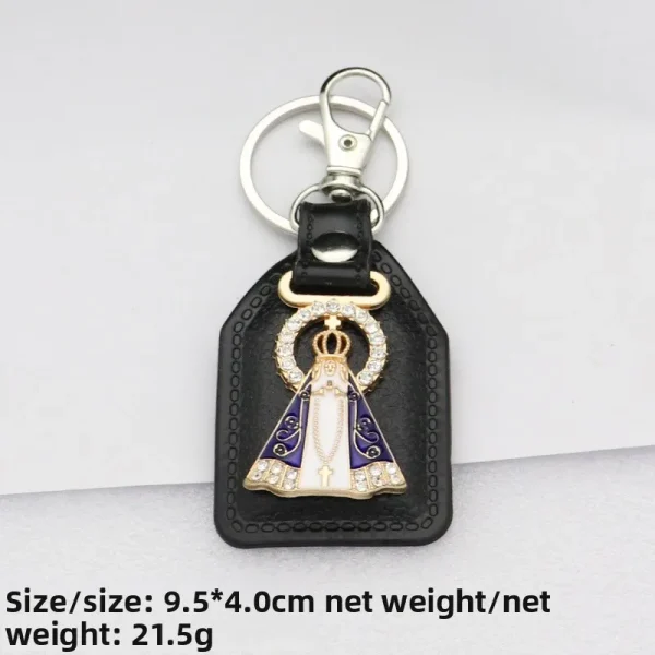 Catholic metal PU micro-inlaid enamel color keychain accessories pendant