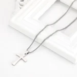 Mecrt Luxury Simple Cross Pendant Necklace Stainless Steel Beads Chain for Men and Women Hip-Hop Punk Style Jewelry Gift - Image 4