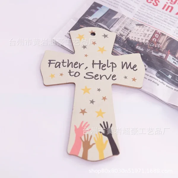 Mecrt Creative Easter DIY Pendant New Home Decoration Wooden Cross Crafts Religious Style with Main Material Jewelry