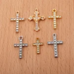Simple Fashion Cross Alloy Inlaid Diamond Small Pendant DIY Bamboo Chain Sporty Unisex Necklace & Bracelet Accessories - Image 2
