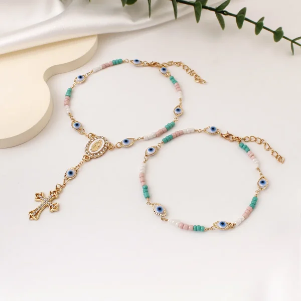 Handmade Stainless Steel Bohemian Beaded Rice Bead Women’s Bracelet Rosary Anniversary