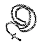 Catholic Rosary Hematite Holds a Prayer Bead Cross for Jesus Easter Day Christian Church Gifts