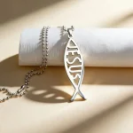 Stainless Steel Bamboo Chain Hip Hop Trendy Unisex Pendant Necklace with Hollow Fish English Letter and Jesus Name - Image 3