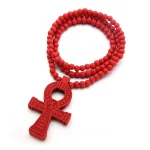 Mecrt Wooden Beads Rosary Necklace 8mm Wood Beaded Necklace Chain Wood Cross Pendant Necklace for Men Christian Cross Jewelry - Image 5