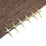 3*1.7cm Diy Accessories Religious Small Stainless Steel Gold Plated Jesus Crucifix Pendant