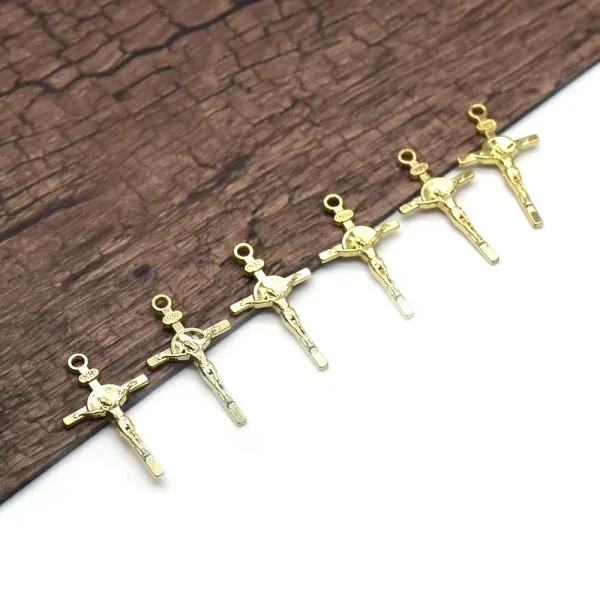 3*1.7cm Diy Accessories Religious Small Stainless Steel Gold Plated Jesus Crucifix Pendant