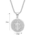 Mecrt Saint Benedict Christian Stainless Steel Disc Necklace Priest Exorcist Pendant Jewelry - Image 4