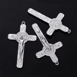 7.8cm*4.5cm Christian Orthodox Wholesale Alloy Metal Catholic Crucifix Cross Pendant With Saint Benedict
