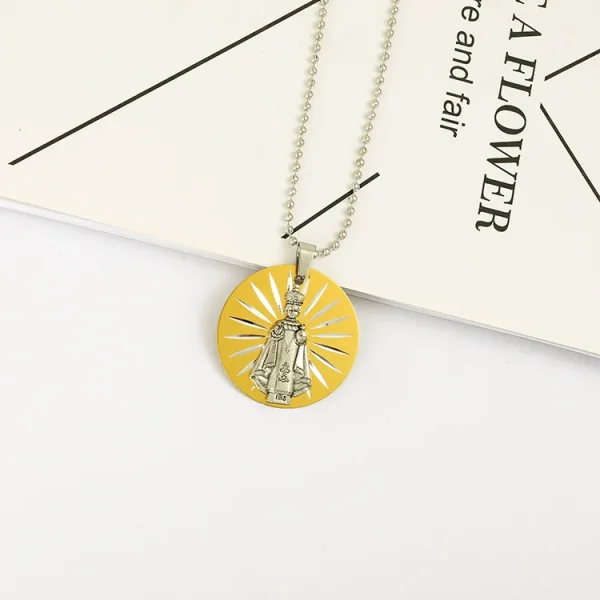 Catholic Jesus Pendant Metallic Fashion Personality Necklace Accessories Laser Craft Jewelry Necklace Pendant
