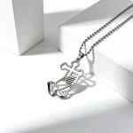 Stainless Steel Bamboo Chain Sporty Unisex Prayer Hand Cross Necklace Pendant Personalized Sweater Chain Jewelry Accessories - Image 4