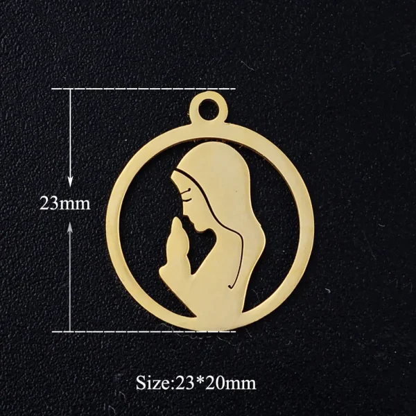 Mecrt Children’s Virgin Mary Hollow Stainless Steel Charm Catholicism Pendant Religious Decoration