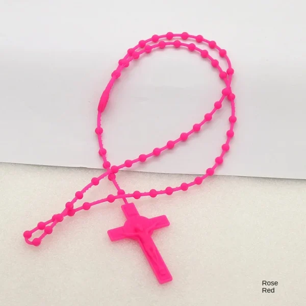 Cheap Catholic 59 Rosary Necklaces Plastic Soft Glue Color Luminous Fluorescent Prayer Beads Jewelry Necklace Jewelry Wh