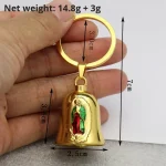 Vintage Small Metal Bell Guadalupe Pendant for Car Bag Decoration Jewelry Keychain Accessories - Image 3