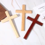 Wood Cross Ornament Modern Minimalist Christmas Home Decor Solid Wood Cross Decoration Wooden Craft Display Piece - Image 2