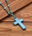 Religious Jewelry Women’s Bohemian Cross Pendant Necklace with Turquoise Beads for Daily Wear in Christian Religio