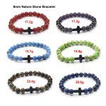 Religious Jewelry Natural Stone Cross Bracelet Stretch Semi-Precious Stone Bead Bracelet - Image 3